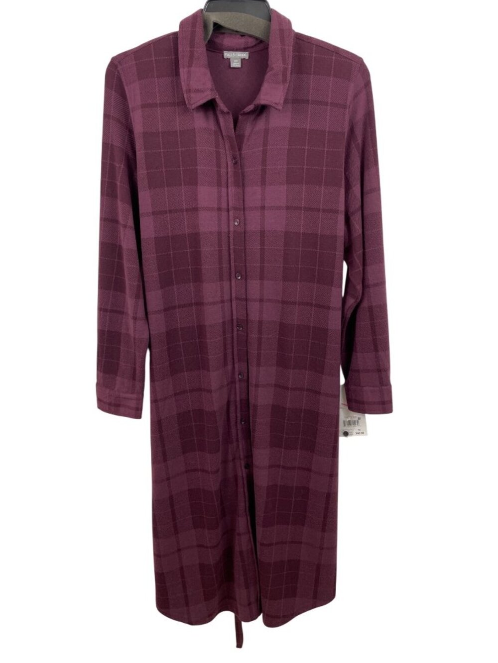 Falls Creek Womens Plaid Button-Front Shirtdress With Waist Tie Size 2X